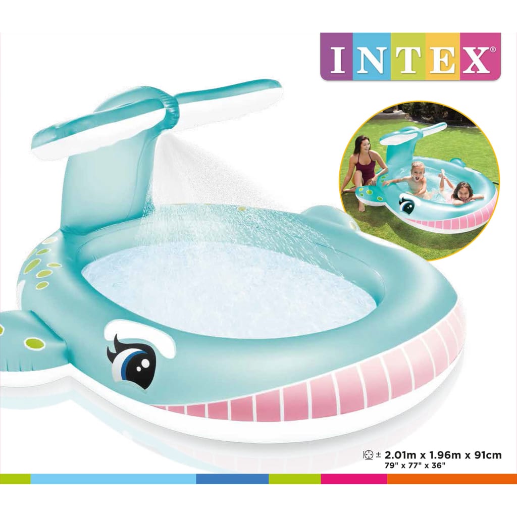 Intex Dětský bazének s postřikovačem velryba 201 x 196 x 91 cm