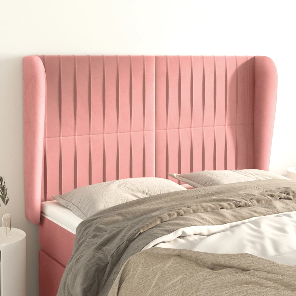 vidaXL Čelo postele typu ušák růžové 147x23x118/128 cm samet
