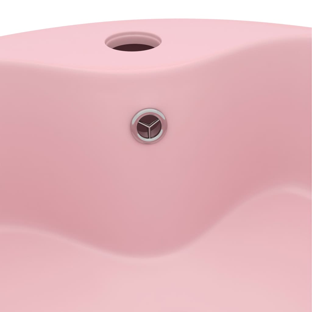vidaXL Luxusní umyvadlo s přepadem matné růžové 36 x 13 cm keramické