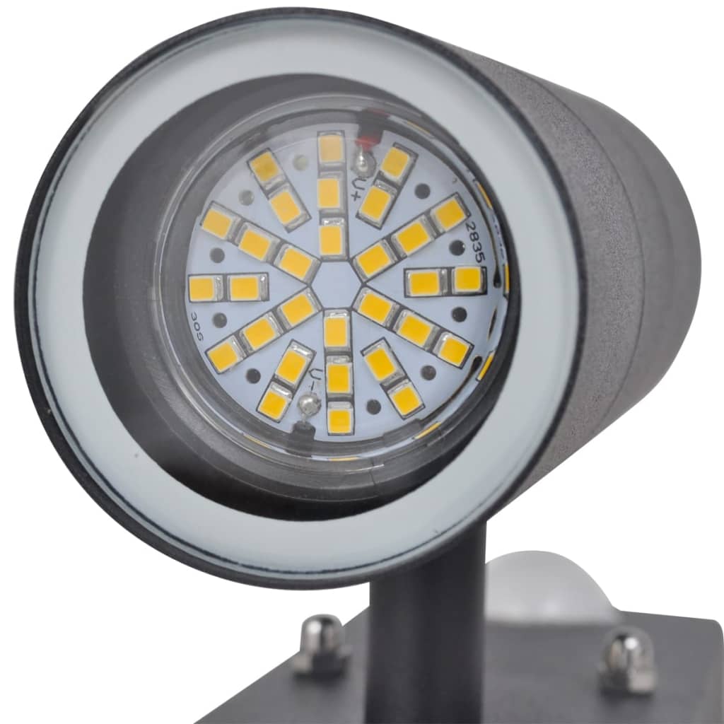 LED nástěnné svítidlo nerezová ocel tvar válce černé se senzorem