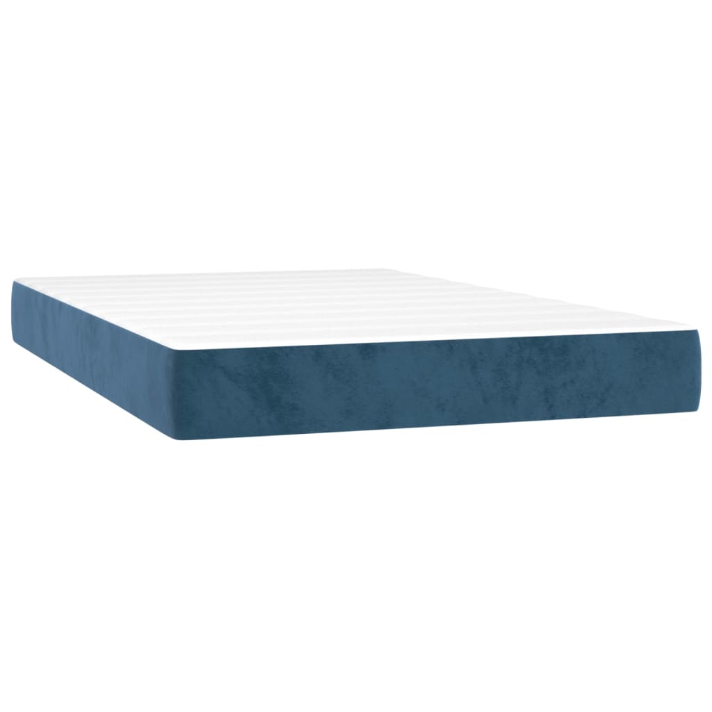 vidaXL Box spring postel s matrací a LED tmavě modrá 120x200 cm samet
