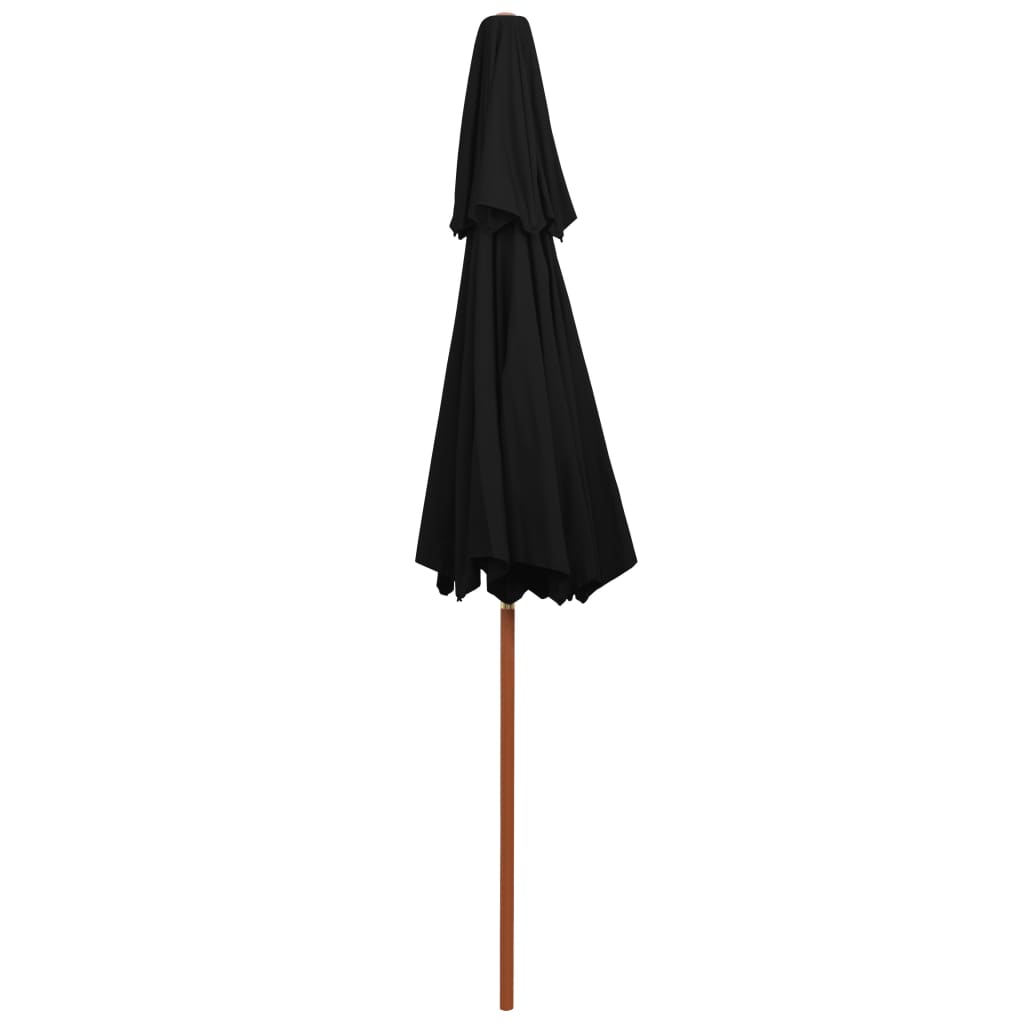 vidaXL Dvoupatrový slunečník s dřevěnou tyčí 270 cm černý
