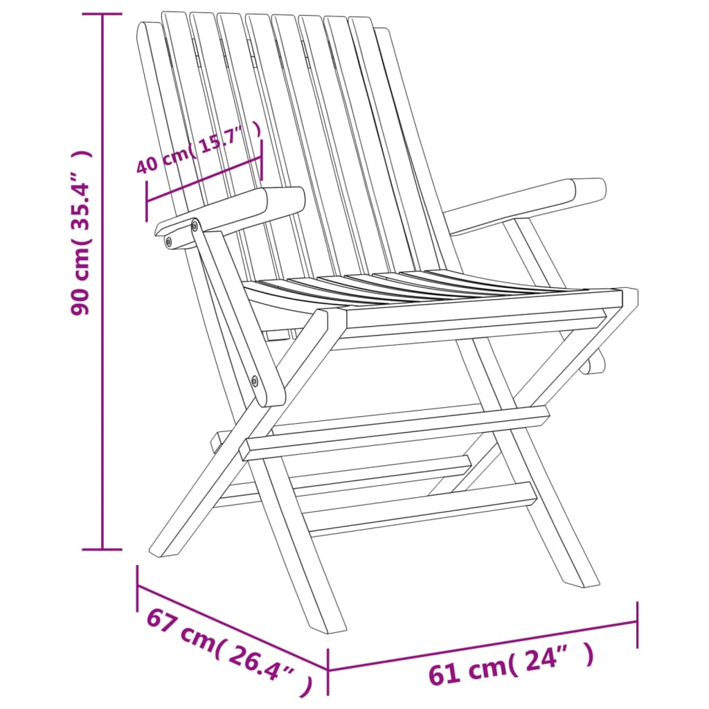 vidaXL Skládací zahradní židle 2 ks 61x67x90 cm masivní teakové dřevo