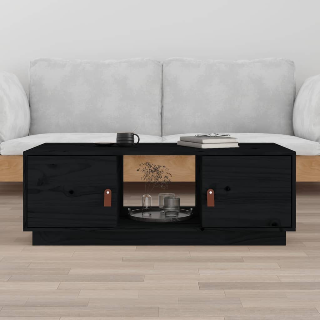 vidaXL Konferenční stolek černý 100x50x35 cm masivní borové dřevo