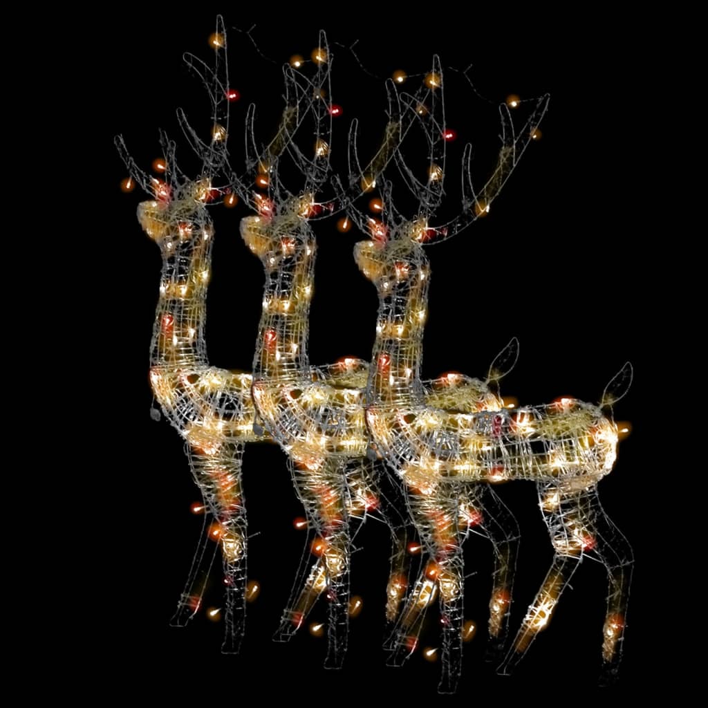 vidaXL Vánoční dekorace akryloví sobi 3 ks 120 cm vícebarevní