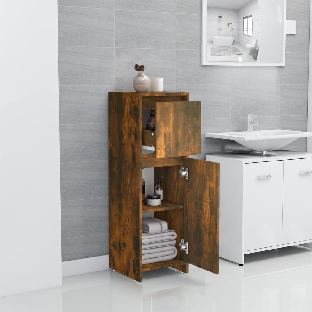 vidaXL Koupelnová skříňka kouřový dub 30 x 30 x 95 cm kompozitní dřevo