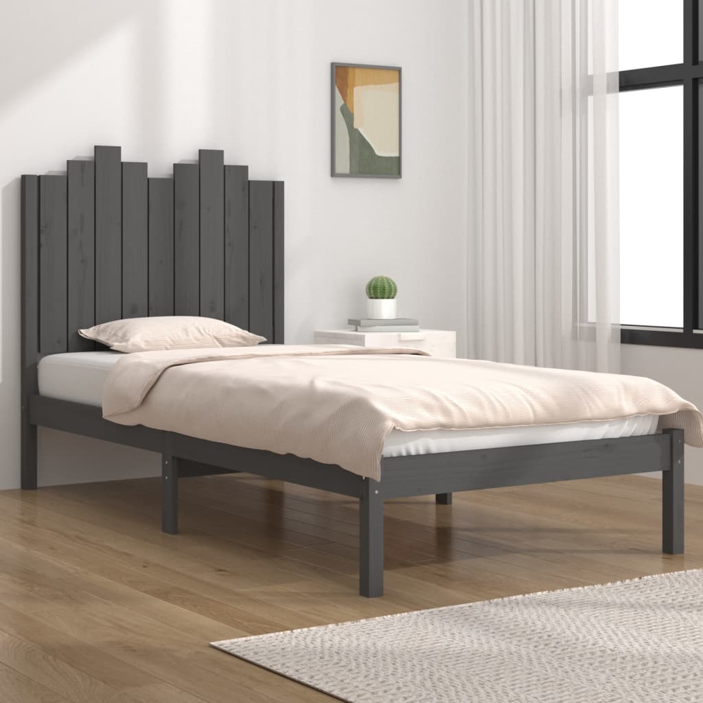 vidaXL Rám postele šedý masivní borovice 100 x 200 cm