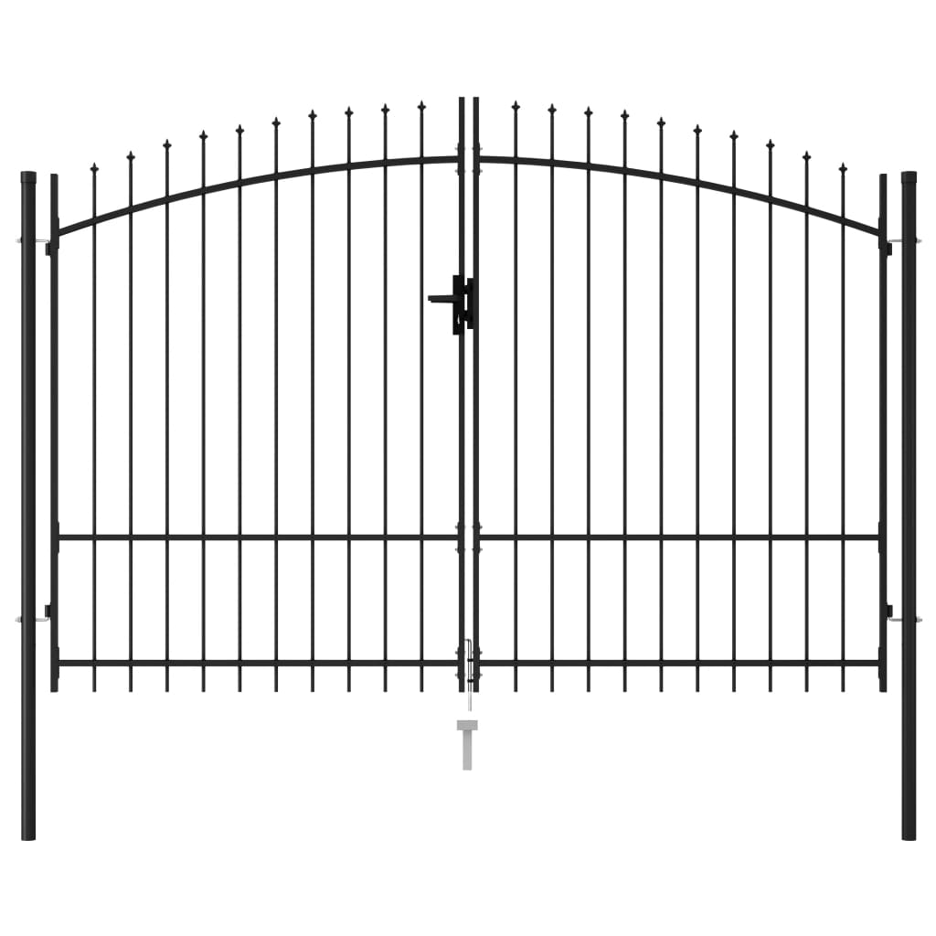 vidaXL Dvoukřídlá zahradní brána s hroty ocelová 3 x 2 m černá