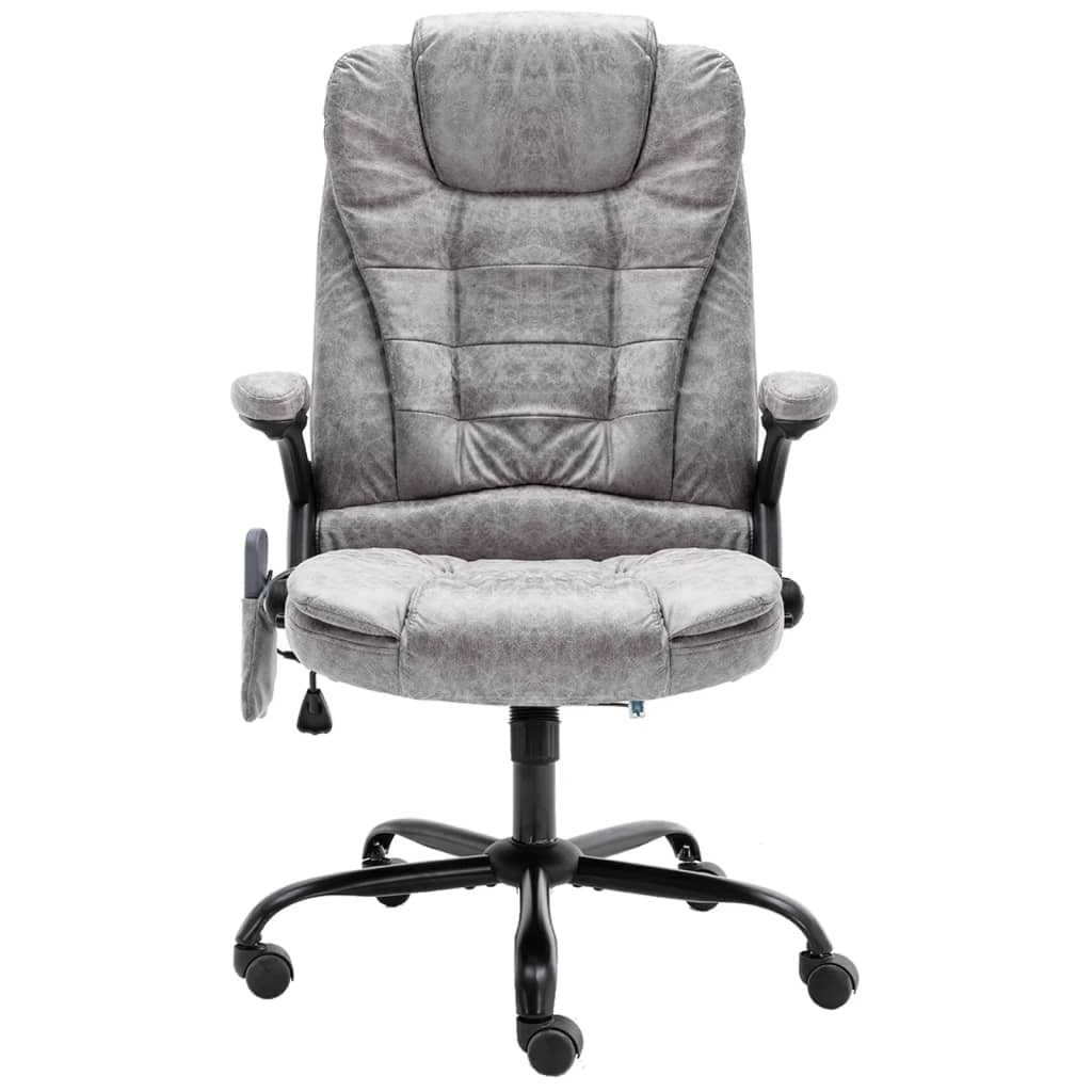 vidaXL Masážní kancelářská židle světle šedá umělá semišová kůže