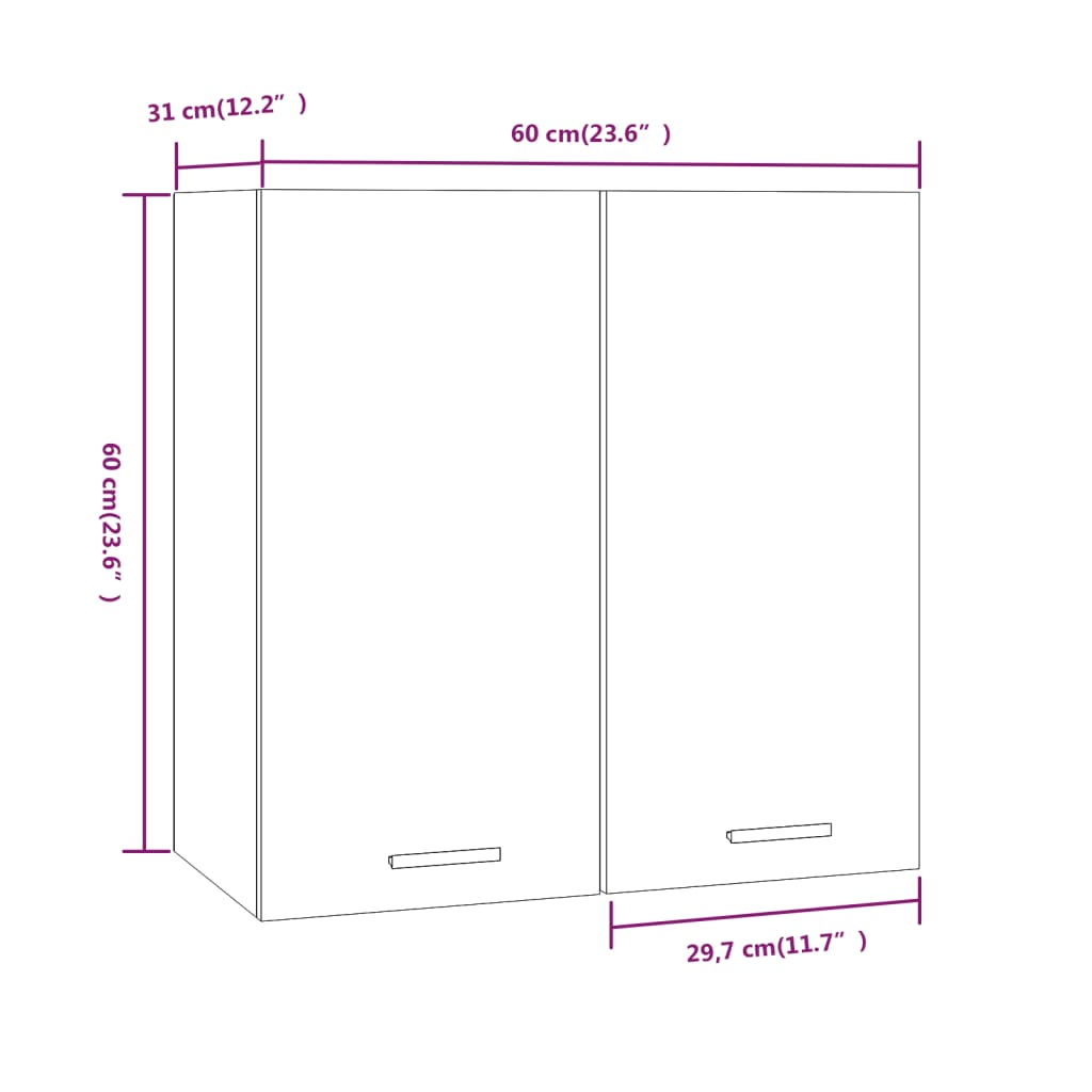 vidaXL Závěsná skříňka šedá sonoma 60 x 31 x 60 cm kompozitní dřevo
