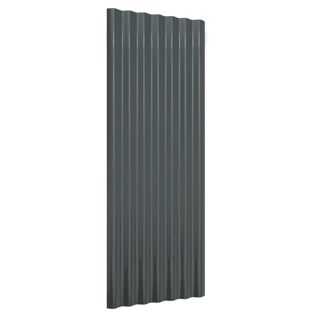 vidaXL Střešní panely 12 ks práškově lakovaná ocel antracit 100x36 cm