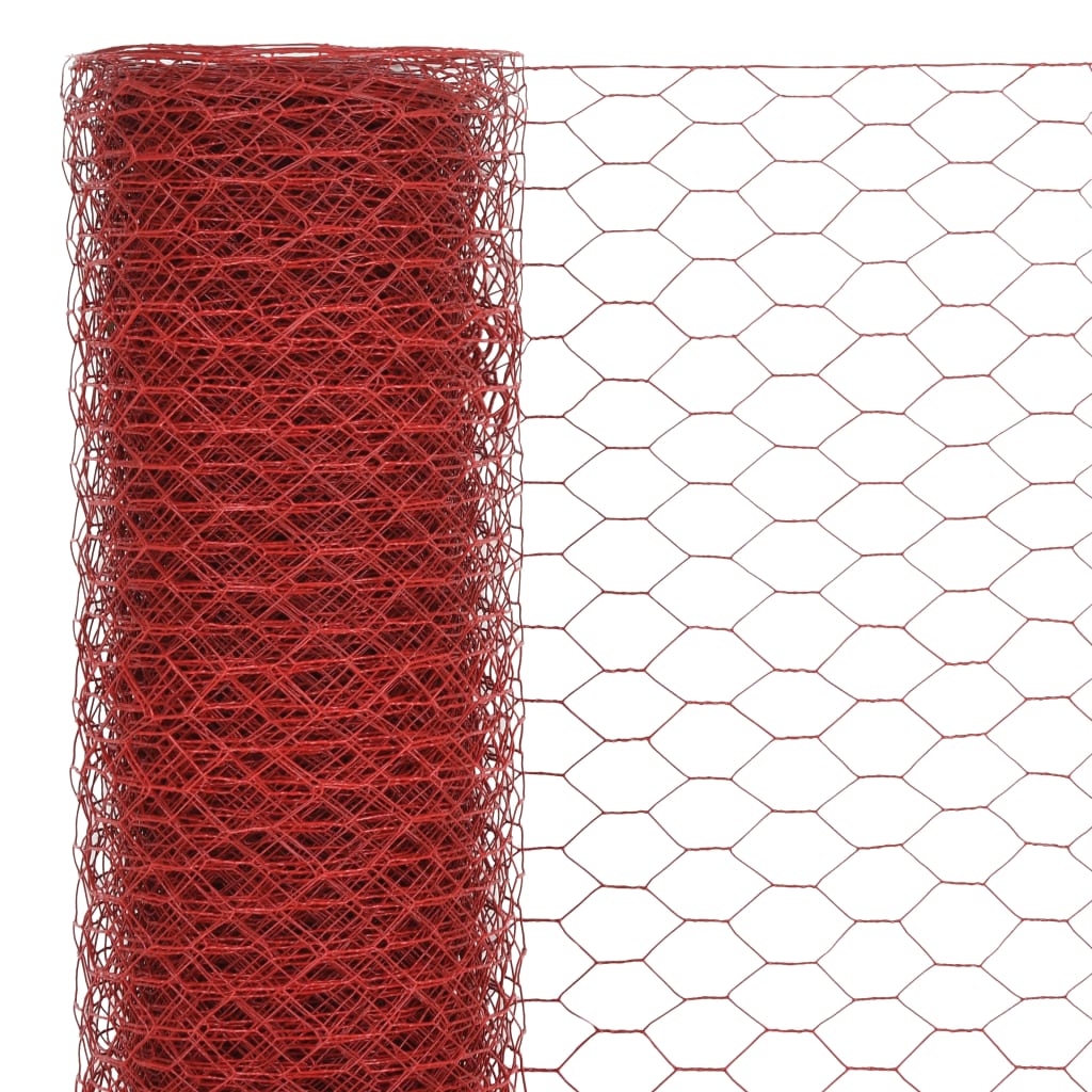 vidaXL Pletivo ke kurníku ocel PVC vrstva 25 x 0,75 m červené