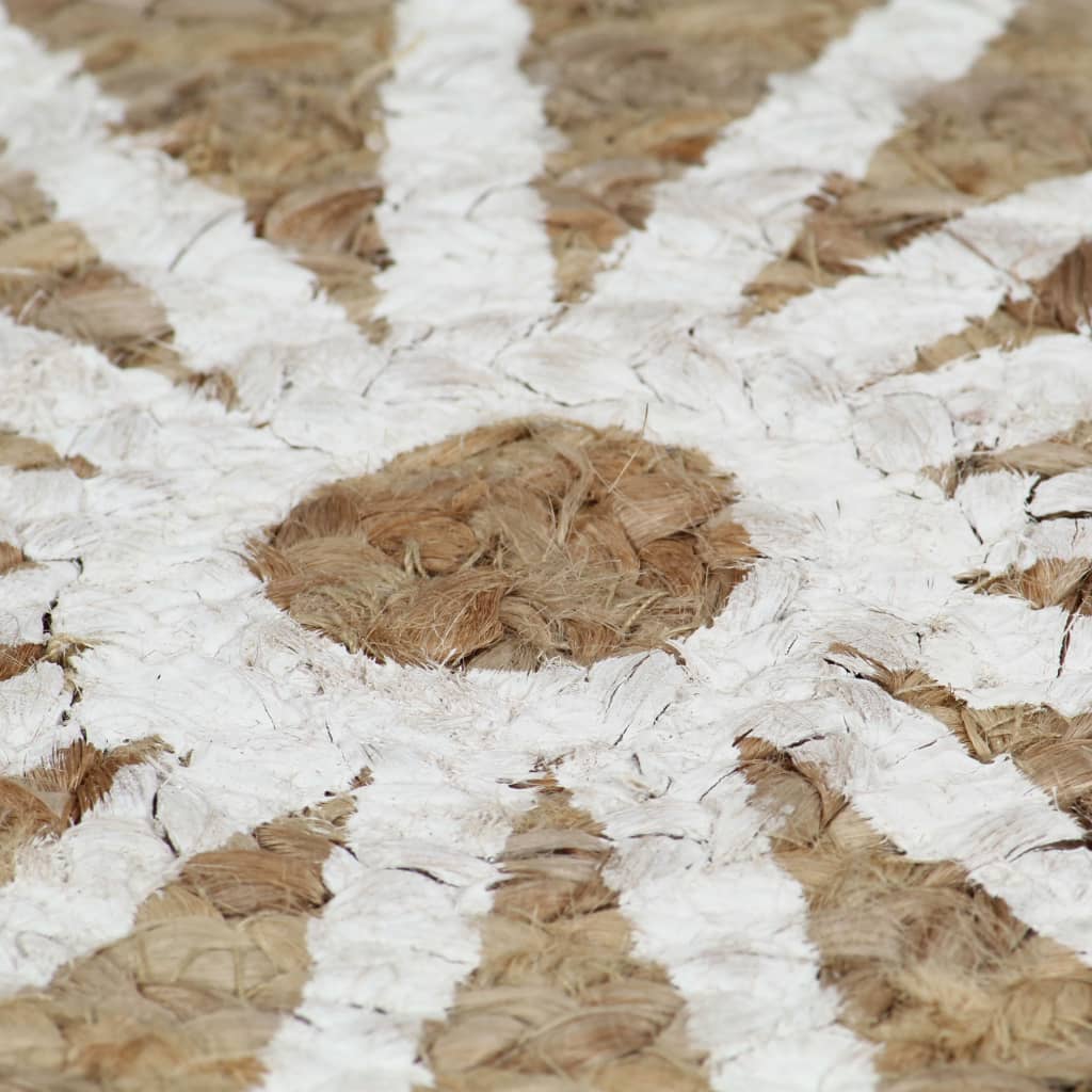 vidaXL Ručně vyrobený koberec z juty s bílým potiskem 150 cm