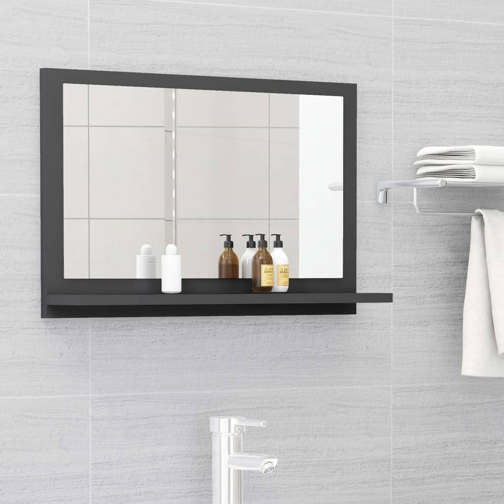 vidaXL Koupelnové zrcadlo šedé 60 x 10,5 x 37 cm dřevotříska