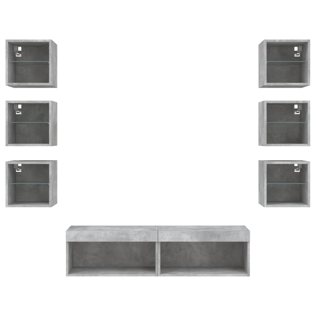 vidaXL 8dílná obývací stěna s LED betonově šedá kompozitní dřevo