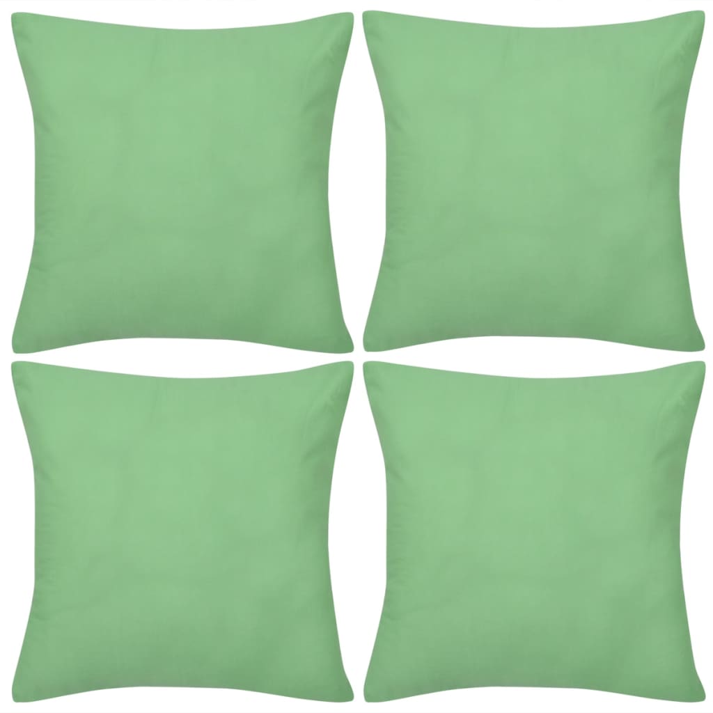 4 jablkově zelené povlaky na polštářky bavlna 40 x 40 cm