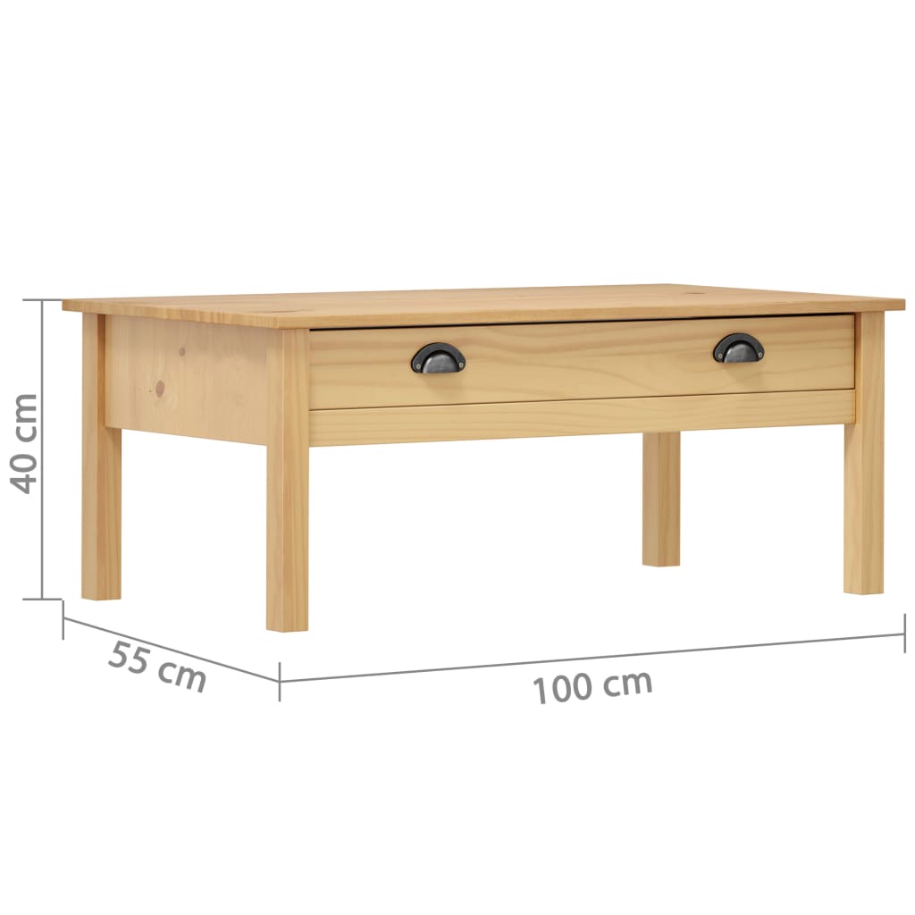 vidaXL Konferenční stolek Hill medově hnědý 100x55x40 cm borové dřevo