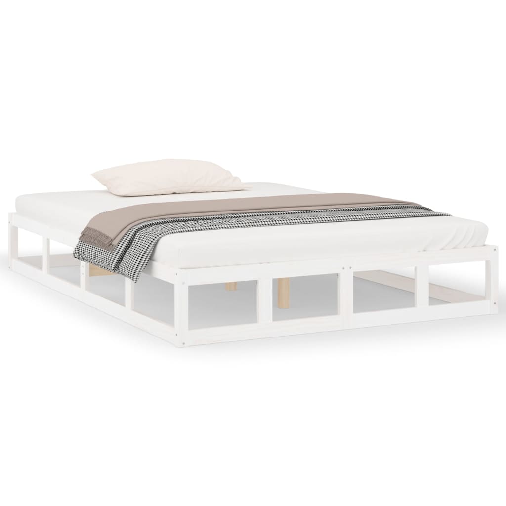 vidaXL Rám postele bílý 150 x 200 cm King Size masivní dřevo