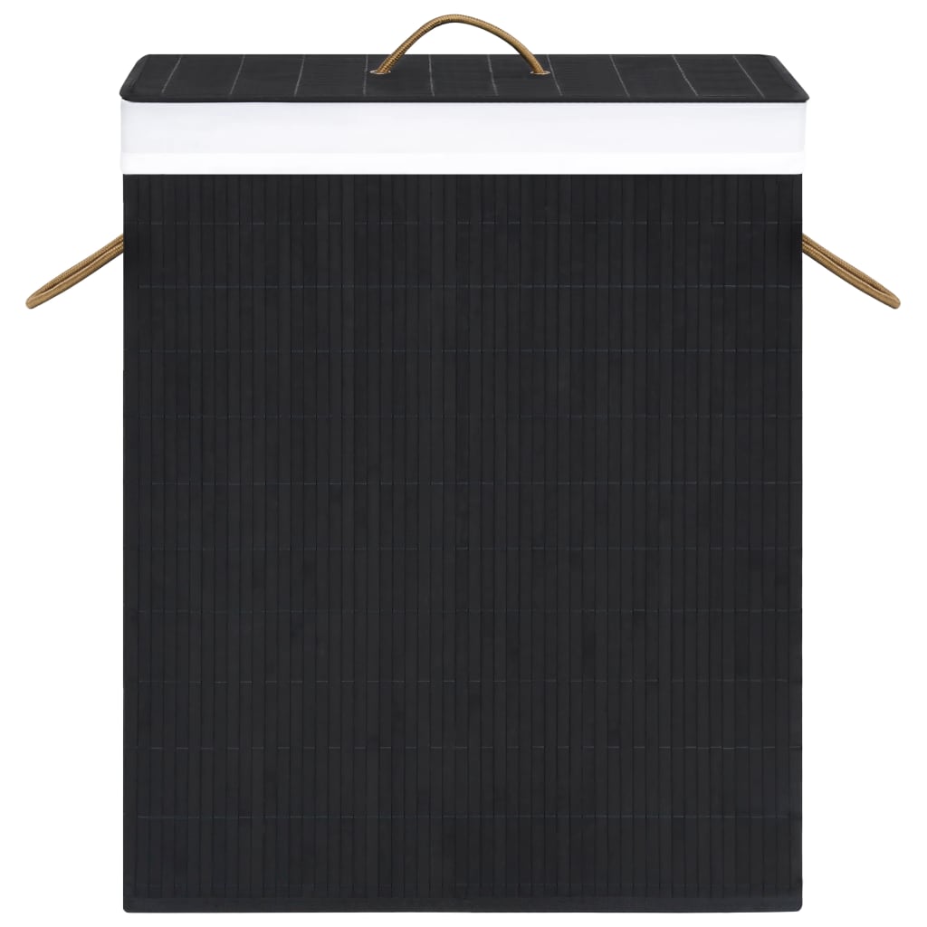 vidaXL Bambusový koš na prádlo s jednou přihrádkou černý 83 l