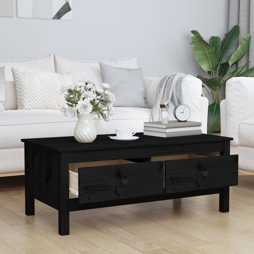 vidaXL Konferenční stolek černý 100x50x40 cm masivní borové dřevo