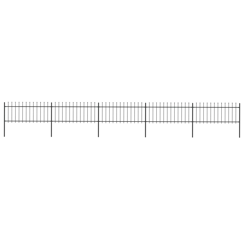 vidaXL Zahradní plot s hroty ocelový 8,5 x 0,8 m černý