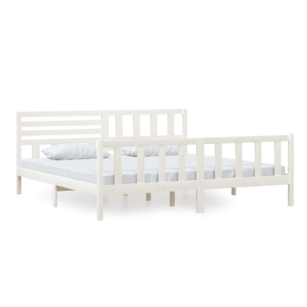 vidaXL Rám postele bílý masivní dřevo 200 x 200 cm