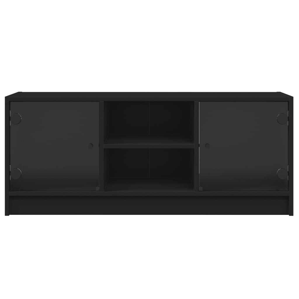 vidaXL TV skříňka se skleněnými dvířky černá 102x37x42 cm
