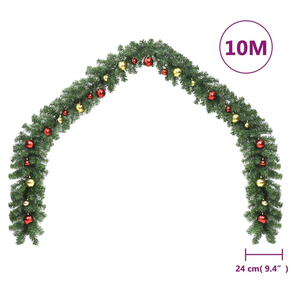 vidaXL Vánoční girlanda zdobená baňkami 10 m