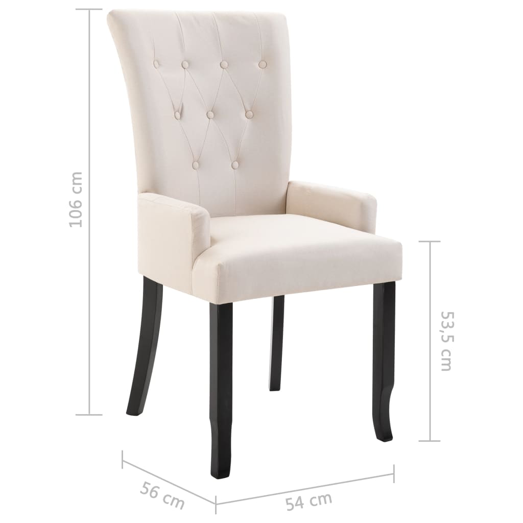 vidaXL Jídelní židle s područkami 4 ks béžové textil