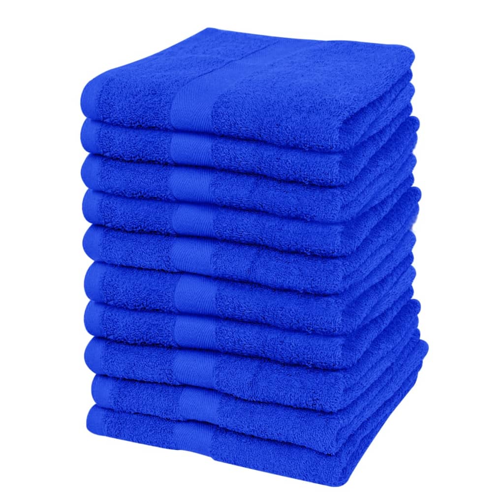 vidaXL Sada ručníků pro hosty 10 ks bavlna 500 g/m² 30 x 50 cm modrá