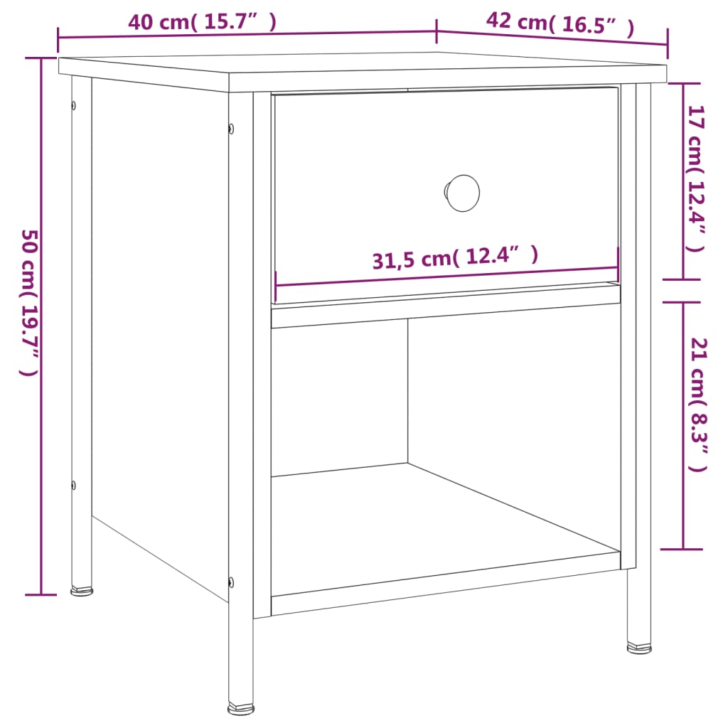 vidaXL Noční stolek kouřový dub 40 x 42 x 50 cm kompozitní dřevo