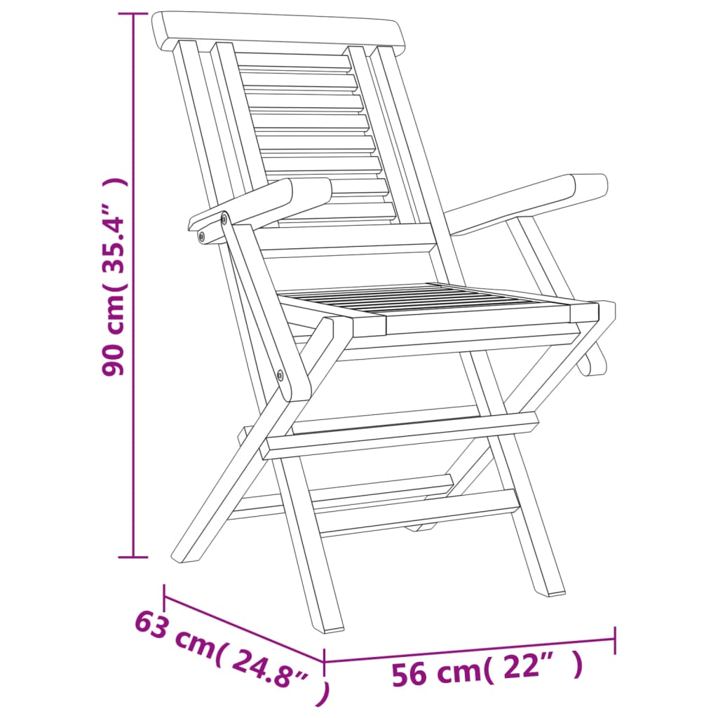 vidaXL Skládací zahradní židle 6 ks 56x63x90 cm masivní teakové dřevo