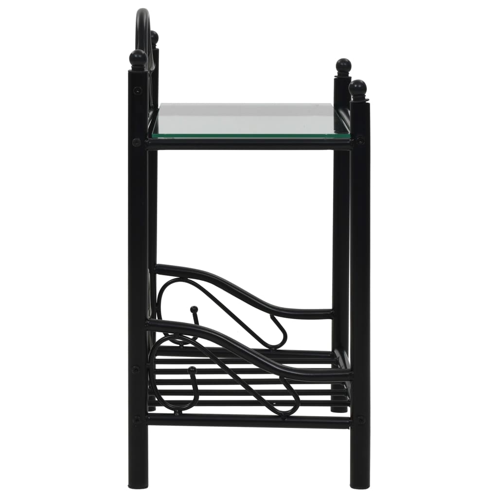 vidaXL Noční stolek z oceli a tvrzeného skla 45 x 30,5 x 60 cm černý