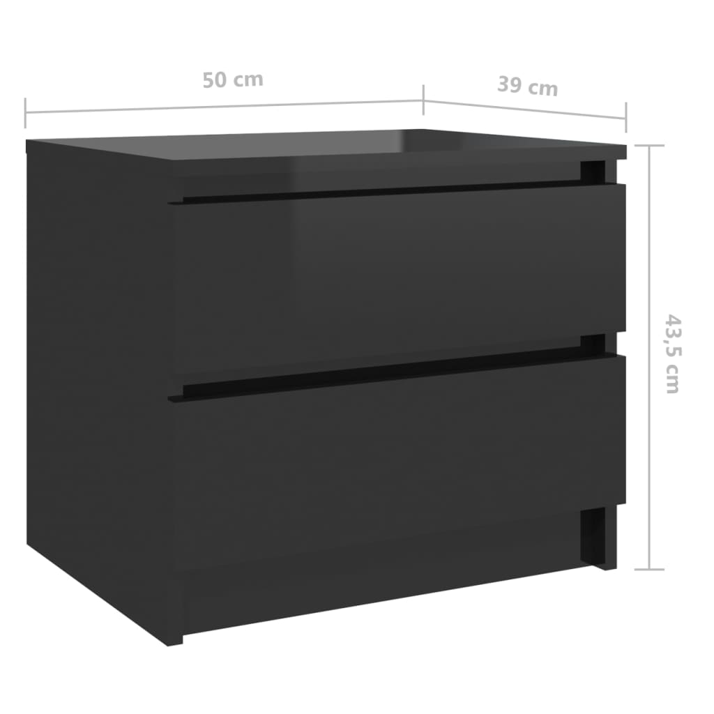 vidaXL Noční stolky 2 ks černé vysoký lesk 50x39x43,5 cm dřevotříska