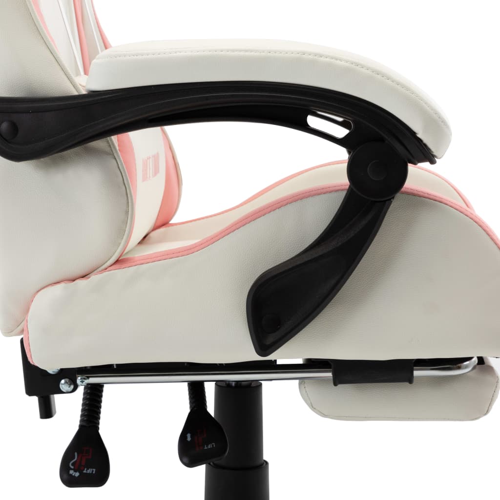 vidaXL Herní židle s podnožkou růžová a černá umělá kůže