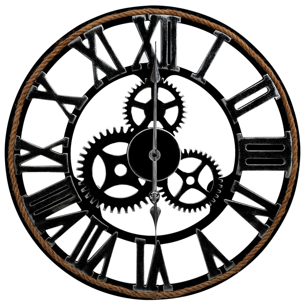 vidaXL Nástěnné hodiny černé 60 cm MDF