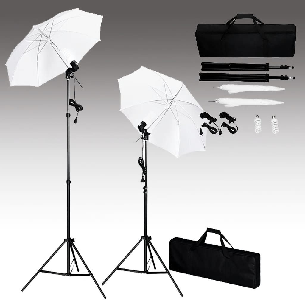 vidaXL Foto studio set s pozadím, osvětlením a deštníky