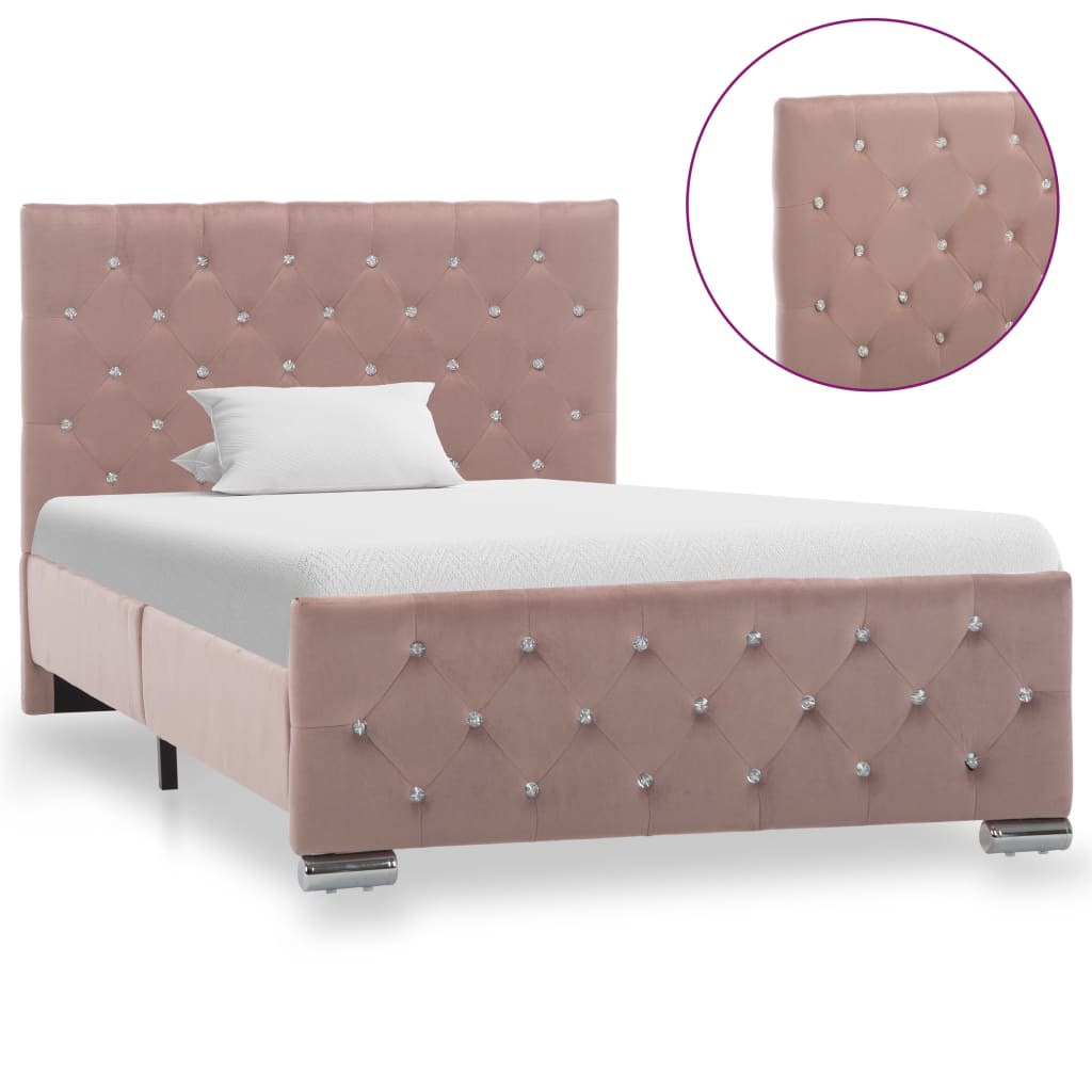 vidaXL Rám postele růžový samet 100 x 200 cm