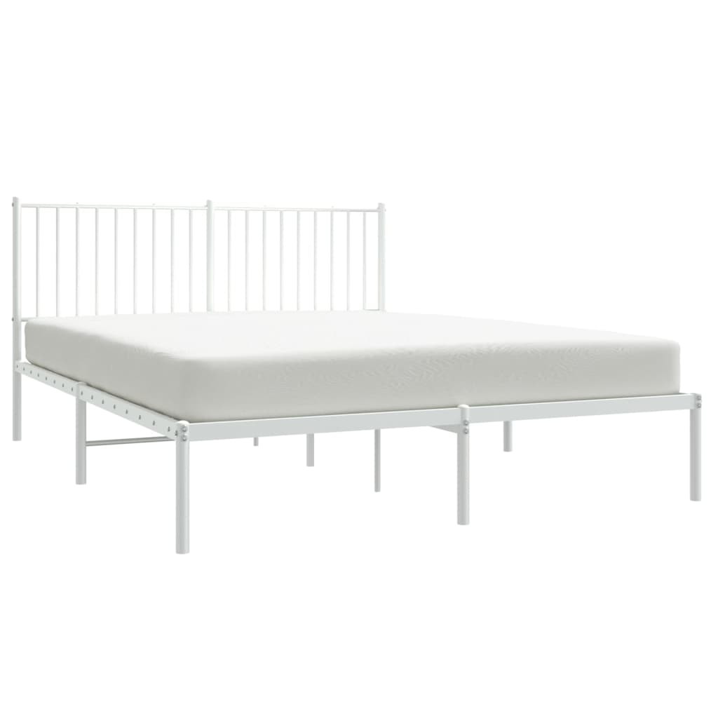 vidaXL Kovový rám postele s čelem bílý 160 x 200 cm