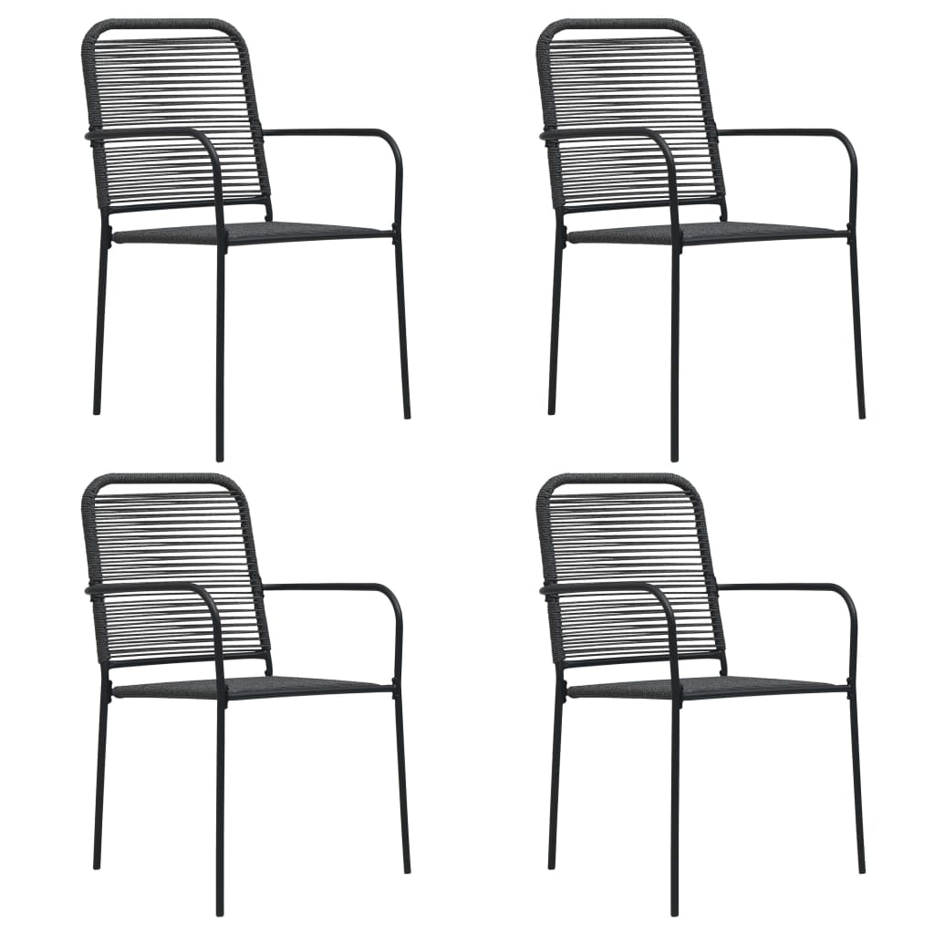 vidaXL Zahradní židle 4 ks bavlněné provázky a ocel černé