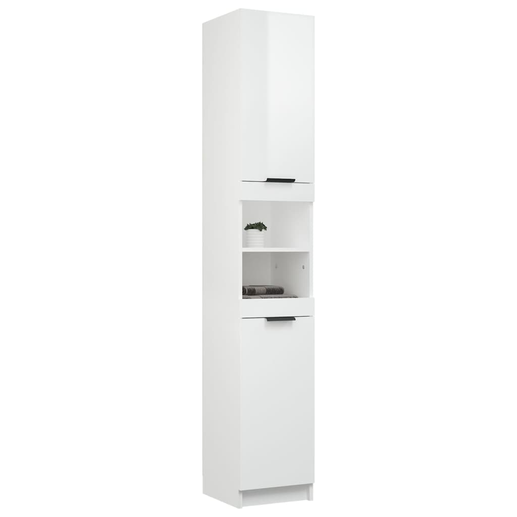 vidaXL Koupelnová skříňka lesklá bílá 32x34x188,5 cm kompozitní dřevo