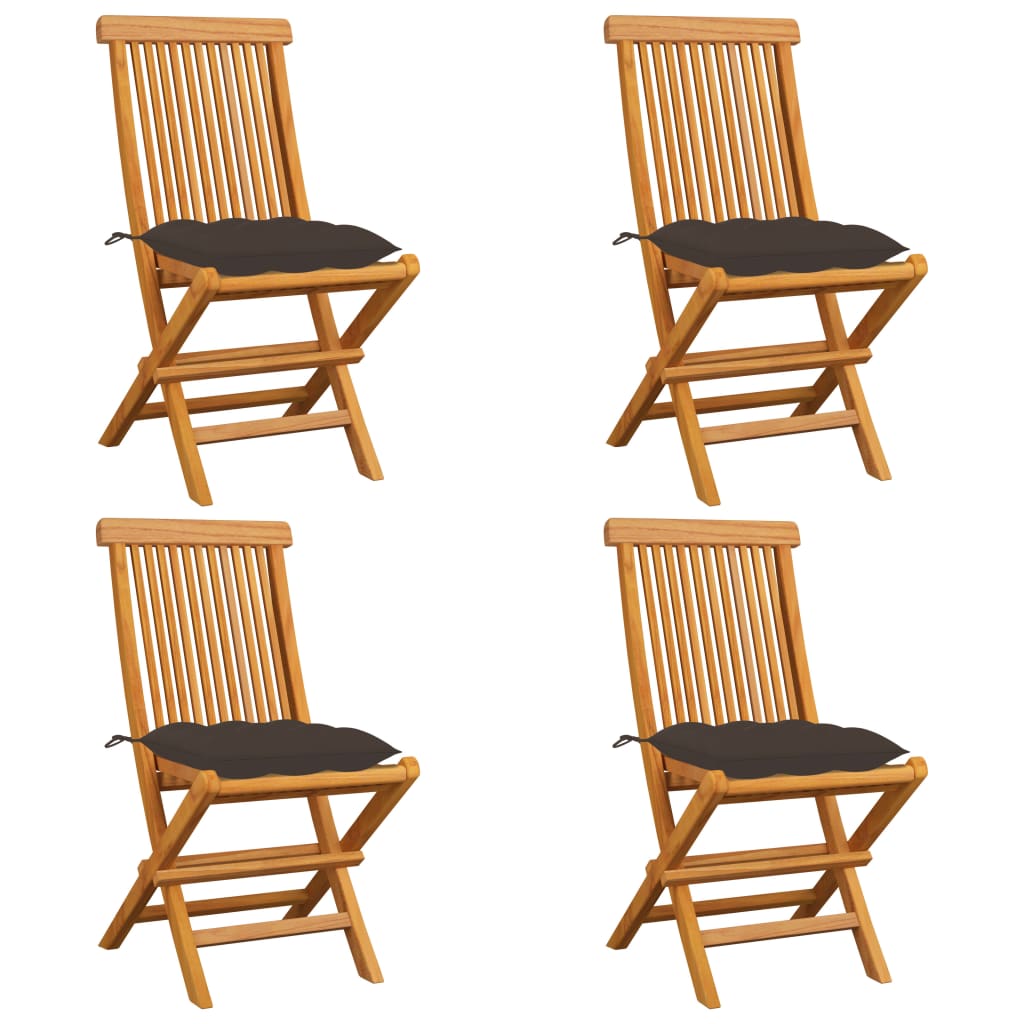 vidaXL Zahradní židle s taupe poduškami 4 ks masivní teak