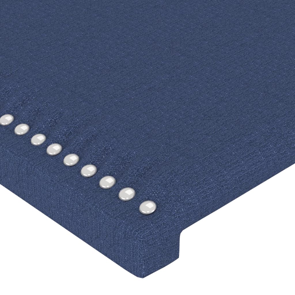 vidaXL Čelo postele s LED modré 100x5x118/128 cm textil