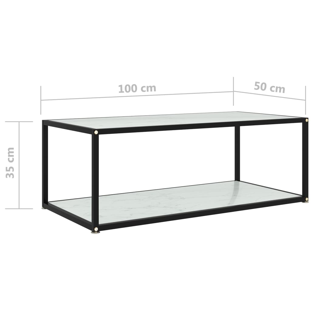 vidaXL Konferenční stolek bílý 100 x 50 x 35 cm tvrzené sklo