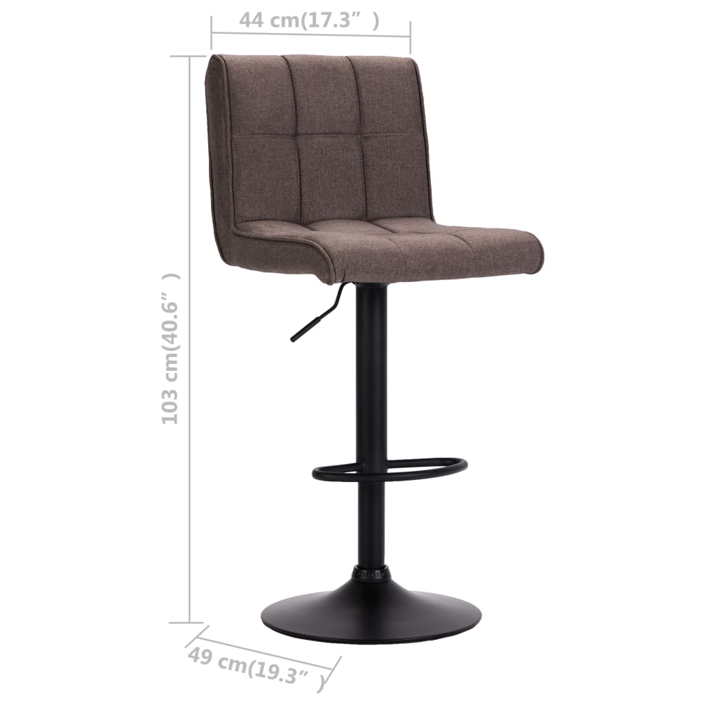 vidaXL Barové stoličky 2 ks taupe textil