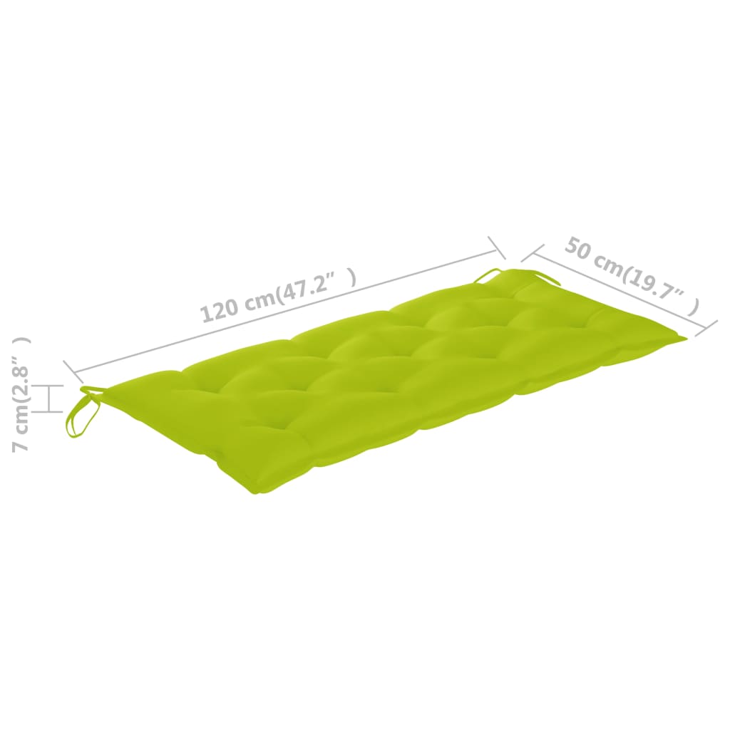 vidaXL Houpačka s jasně zelenou poduškou 170 cm masivní teak
