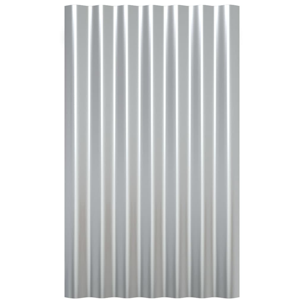 vidaXL Střešní panely 12 ks práškově lakovaná ocel stříbrné 60 x 36 cm