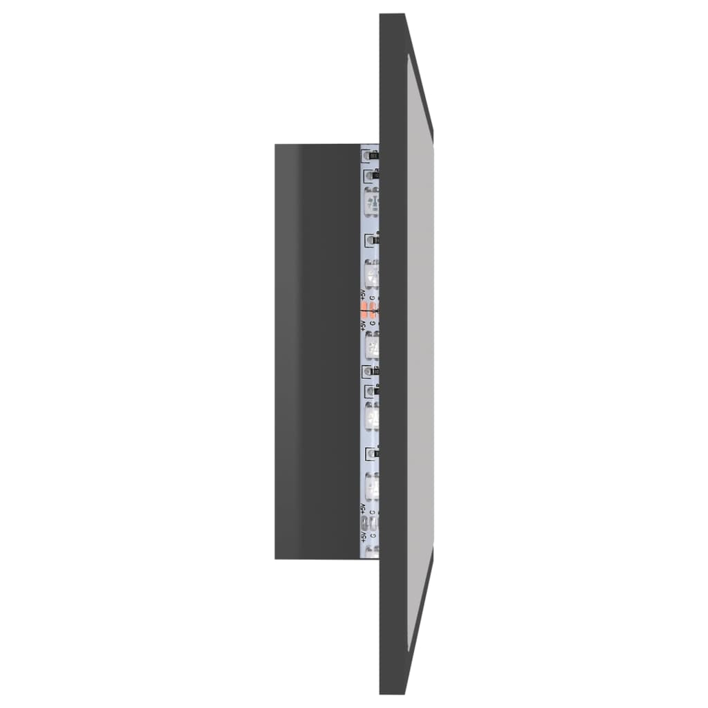 vidaXL LED koupelnové zrcadlo šedé vysoký lesk 60x8,5x37 cm akrylové
