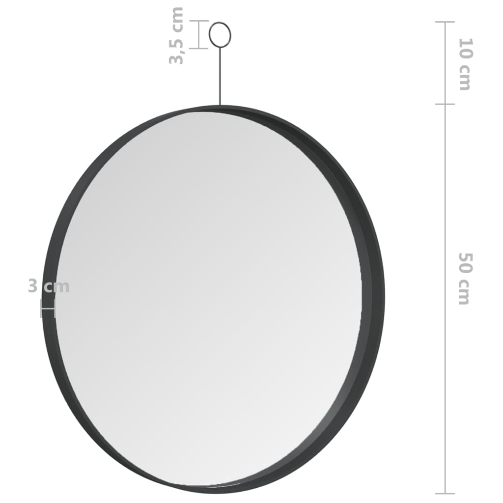 vidaXL Závěsné zrcadlo s háčkem černé 50 cm
