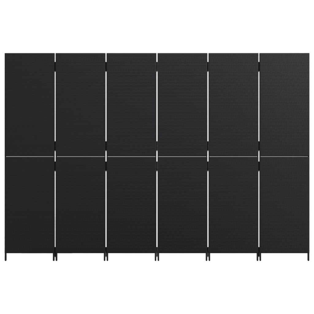 vidaXL Dělicí stěna 6 panelů černá polyratan